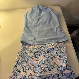 Blue and floral tankini